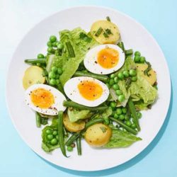 summer egg salad with basil and peas